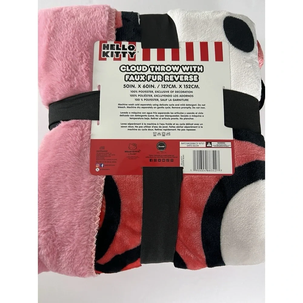 Hello Kitty Throw Country Bows Cloud Faux‎ Fur 50